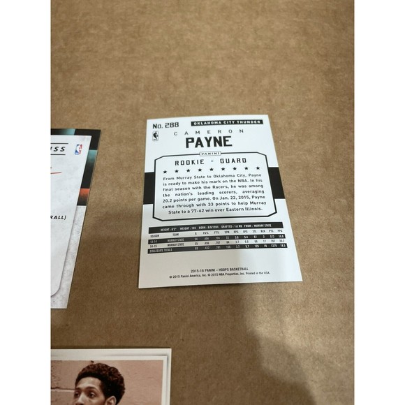 Cameron Payne Basketball Cards, Lot of 5, Rookie and Auto, Thunder/Bulls - Picture 9 of 10